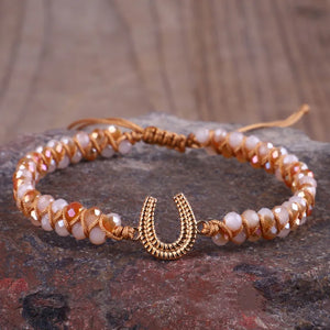 Double Layer Braided Horseshoe Charm Friendship Bracelet
