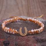Double Layer Braided Horseshoe Charm Friendship Bracelet
