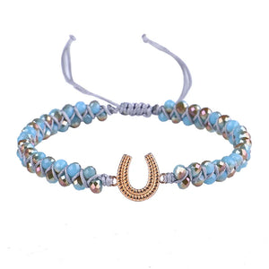 Double Layer Braided Horseshoe Charm Friendship Bracelet