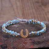 Double Layer Braided Horseshoe Charm Friendship Bracelet