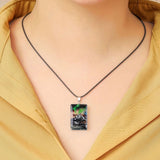 Aurora Micro Landscape Resin Pendant Necklace Snow Mountain