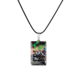 Aurora Micro Landscape Resin Pendant Necklace Snow Mountain