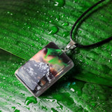 Aurora Micro Landscape Resin Pendant Necklace Snow Mountain