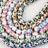 Ceramic Bead 50pcs 8mm Round Porcelain Beads for Jewelry Making