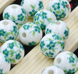 Ceramic Bead 50pcs 8mm Round Porcelain Beads for Jewelry Making