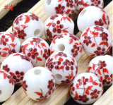 Ceramic Bead 50pcs 8mm Round Porcelain Beads for Jewelry Making