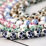 Ceramic Bead 50pcs 8mm Round Porcelain Beads for Jewelry Making