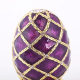 Purple Plaid Easter Egg Jewel Case Metal Storage Box