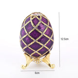 Purple Plaid Easter Egg Jewel Case Metal Storage Box