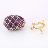 Purple Plaid Easter Egg Jewel Case Metal Storage Box
