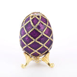 Purple Plaid Easter Egg Jewel Case Metal Storage Box