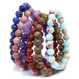 Natural Stone Elasticity Bracelet for Men Women, Healing Crystals Jade