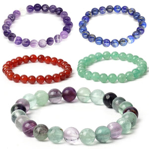 Natural Stone Elasticity Bracelet for Men Women, Healing Crystals Jade