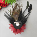 Flower Feather Brooch Pin Wedding Suit Jewelry Accessory