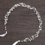 Pearl Wedding Headbands Ribbon Beaded Women Hair Band Bridal Hairpiece