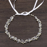 Pearl Wedding Headbands Ribbon Beaded Women Hair Band Bridal Hairpiece