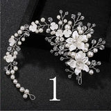 Rhinestone Pearl Wedding Headbands Beaded Hair Band Bridal Hairpiece