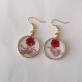 Real Pressed Flower Epoxy Resin Earrings for Women