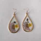 Real Pressed Flower Epoxy Resin Earrings for Women