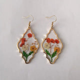 Real Pressed Flower Epoxy Resin Earrings for Women