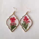 Real Pressed Flower Epoxy Resin Earrings for Women