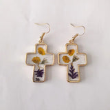Real Pressed Flower Epoxy Resin Earrings for Women