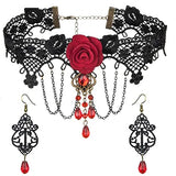 Exaggerated Gothic Jewelry Set Lace Necklace & Earring