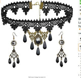 Exaggerated Gothic Jewelry Set Lace Necklace & Earring