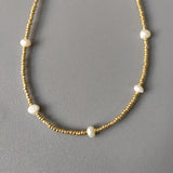 Beaded Necklace Gold-Color Beads Freshwater Pearl Ladies High Fashion Accessory