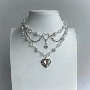 Faerie Rosary Heart Layered Chain Cottagecore Fairy Grunge Necklace