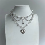 Faerie Rosary Heart Layered Chain Cottagecore Fairy Grunge Necklace