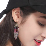 Fairy Wing Clip Earrings Rhinestone Ear Clips Romantic Jewelry