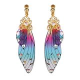 Fairy Wing Clip Earrings Rhinestone Ear Clips Romantic Jewelry
