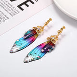 Fairy Wing Clip Earrings Rhinestone Ear Clips Romantic Jewelry