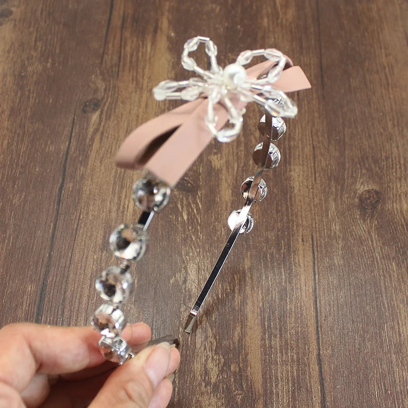 Crystal Flower Bowknot Hair Jewelry Rhinestone Tiaras