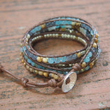 Natural Stones Crystal Mix 5 Strands Wrap Bracelets Men Women Bohemain Handwoven