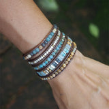 Natural Stones Crystal Mix 5 Strands Wrap Bracelets Men Women Bohemain Handwoven