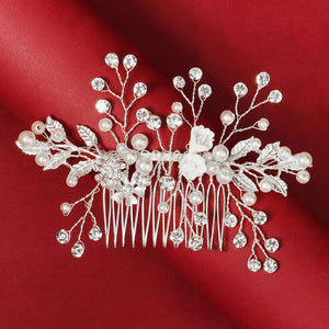 Pearl Flower Hair Comb Clips Women Bridal Wedding Accessories