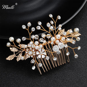 Pearl Flower Hair Comb Clips Women Bridal Wedding Accessories