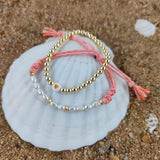 Freshwater Pearl Bracelet Braided Stone Golden Beads Lucky Rope
