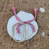 Freshwater Pearl Bracelet Braided Stone Golden Beads Lucky Rope