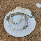 Freshwater Pearl Bracelet Braided Stone Golden Beads Lucky Rope