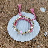 Freshwater Pearl Bracelet Braided Stone Golden Beads Lucky Rope