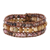 Stone Beads Wrap Bracelet with Sunflower Button
