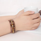 Stone Beads Wrap Bracelet with Sunflower Button