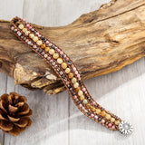 Stone Beads Wrap Bracelet with Sunflower Button