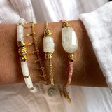 Natural Stone Copper Alloy Beads Bracelet Jade Rhodochrosite