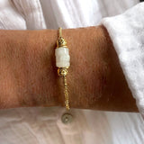 Natural Stone Copper Alloy Beads Bracelet Jade Rhodochrosite