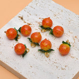 Crystal Persimmon Orange Fruit Pendant Charms 2pcs