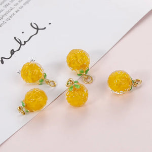 Crystal Persimmon Orange Fruit Pendant Charms 2pcs